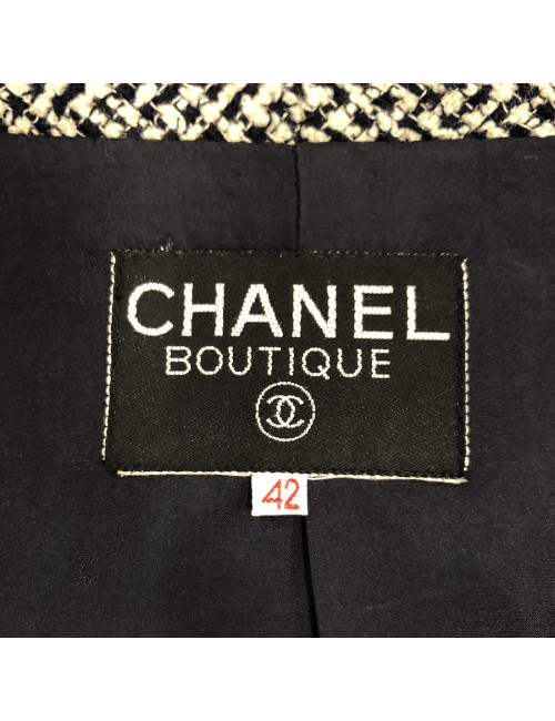 Veste Chanel tweed Blanc bleu T 42