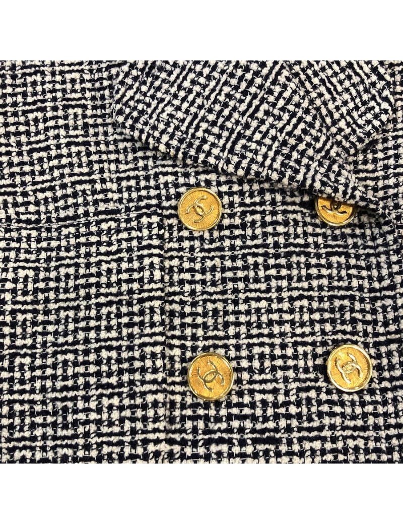 Veste Chanel tweed Blanc bleu T 42