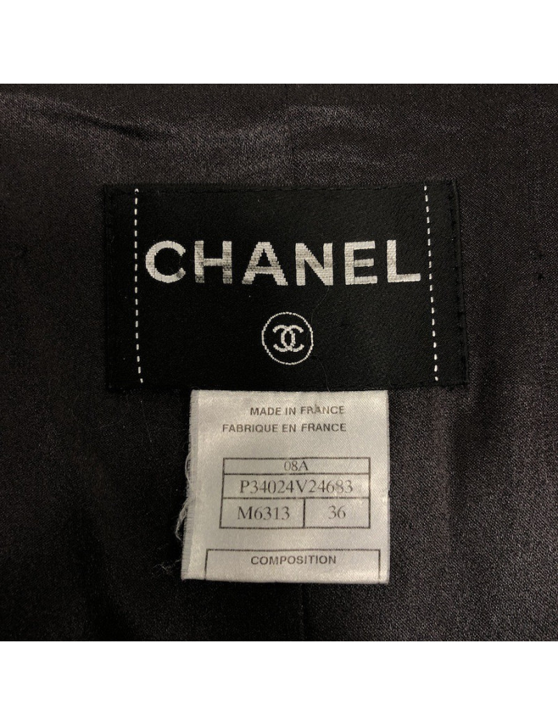 Manteau CHANEL T36 laine noire et grise