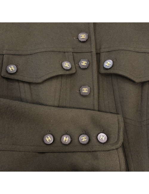 Chanel Robe T40 cachemire vert kaki