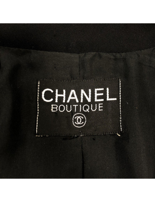 Veste longue croisée CHANEL noire