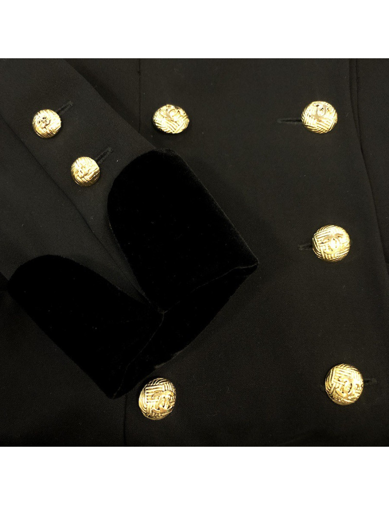 Veste longue croisée CHANEL noire