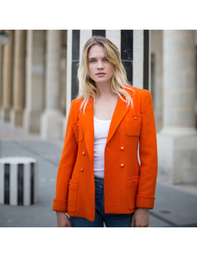 Veste T 38 CHANEL tweed corail Vintage