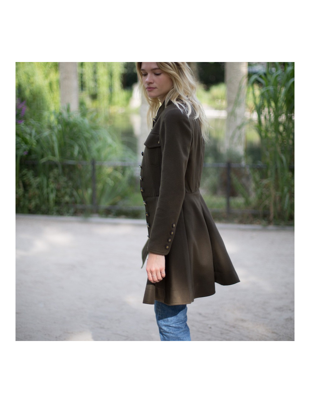 Chanel Robe T40 cachemire vert kaki