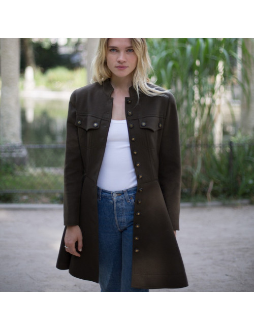 Chanel Robe T40 cachemire vert kaki