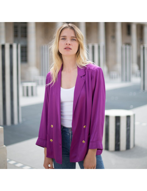 Veste T 38 CHANEL en soie violet