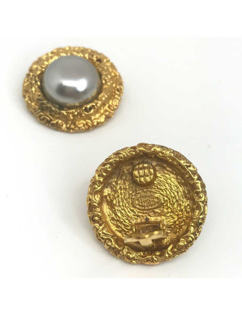 Clips CHANEL nacre grise Vintage