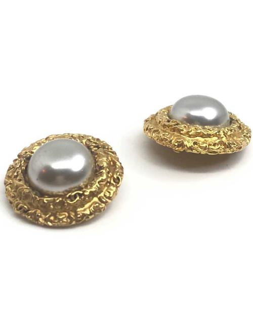 Clips CHANEL nacre grise Vintage