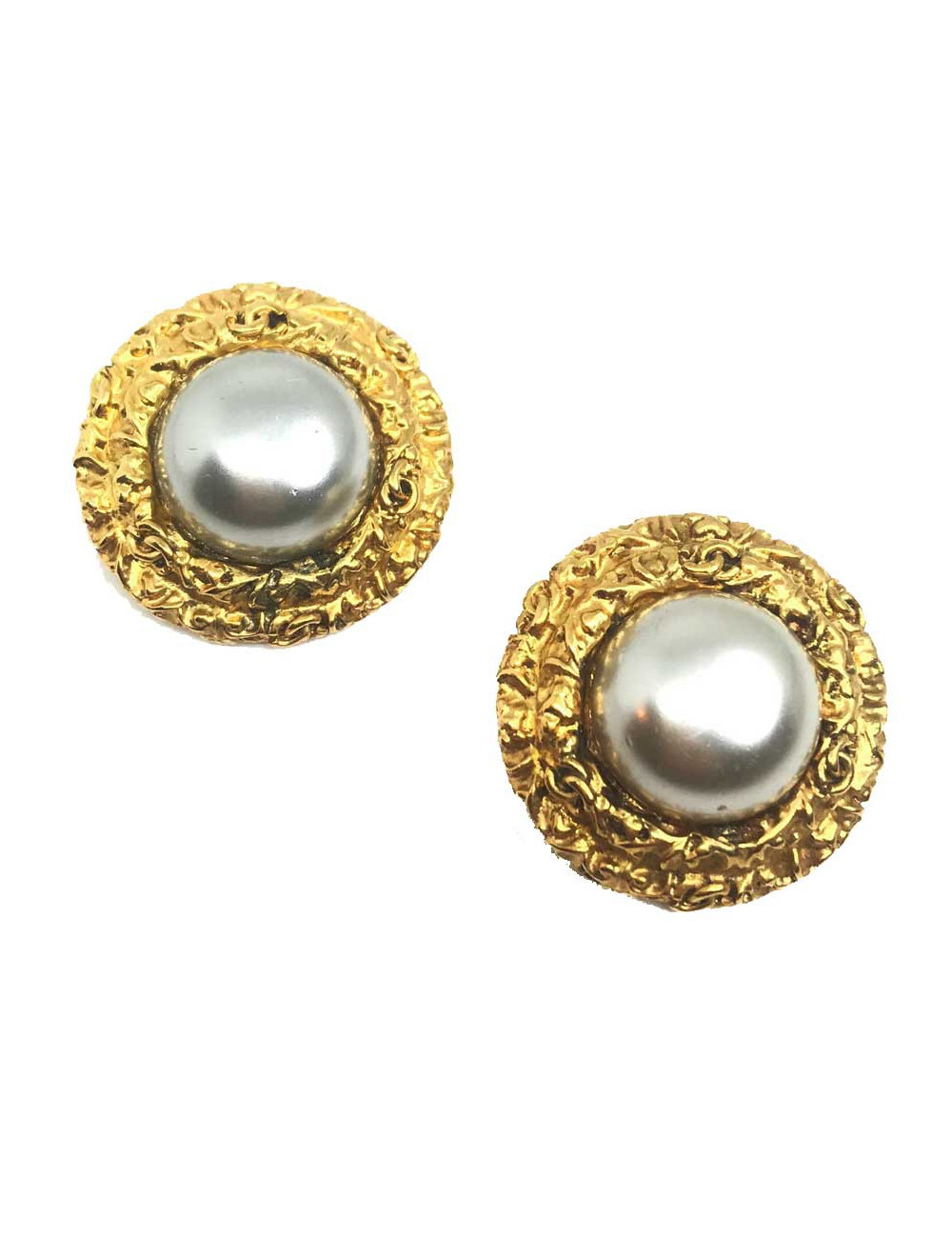 Clips CHANEL nacre grise Vintage