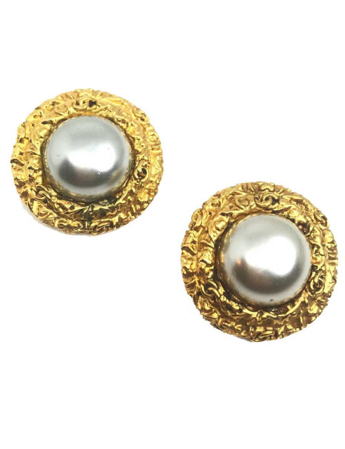 Clips CHANEL nacre grise Vintage