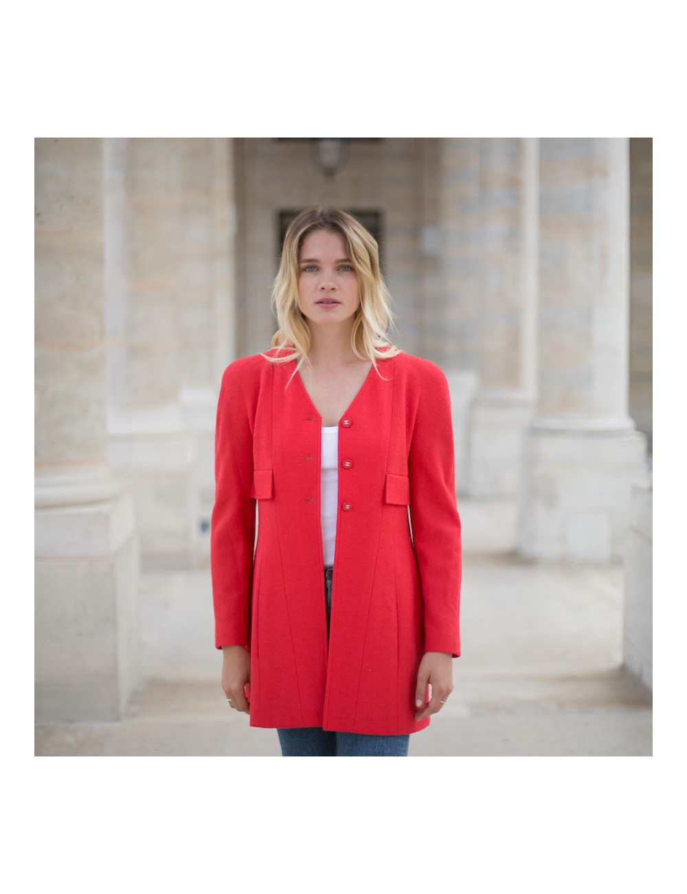 Veste T40 CHANEL en tweed corail 