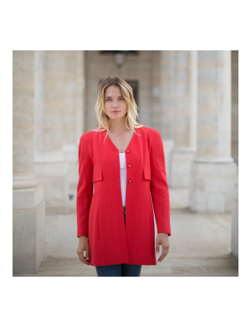 Veste T40 CHANEL en tweed corail 