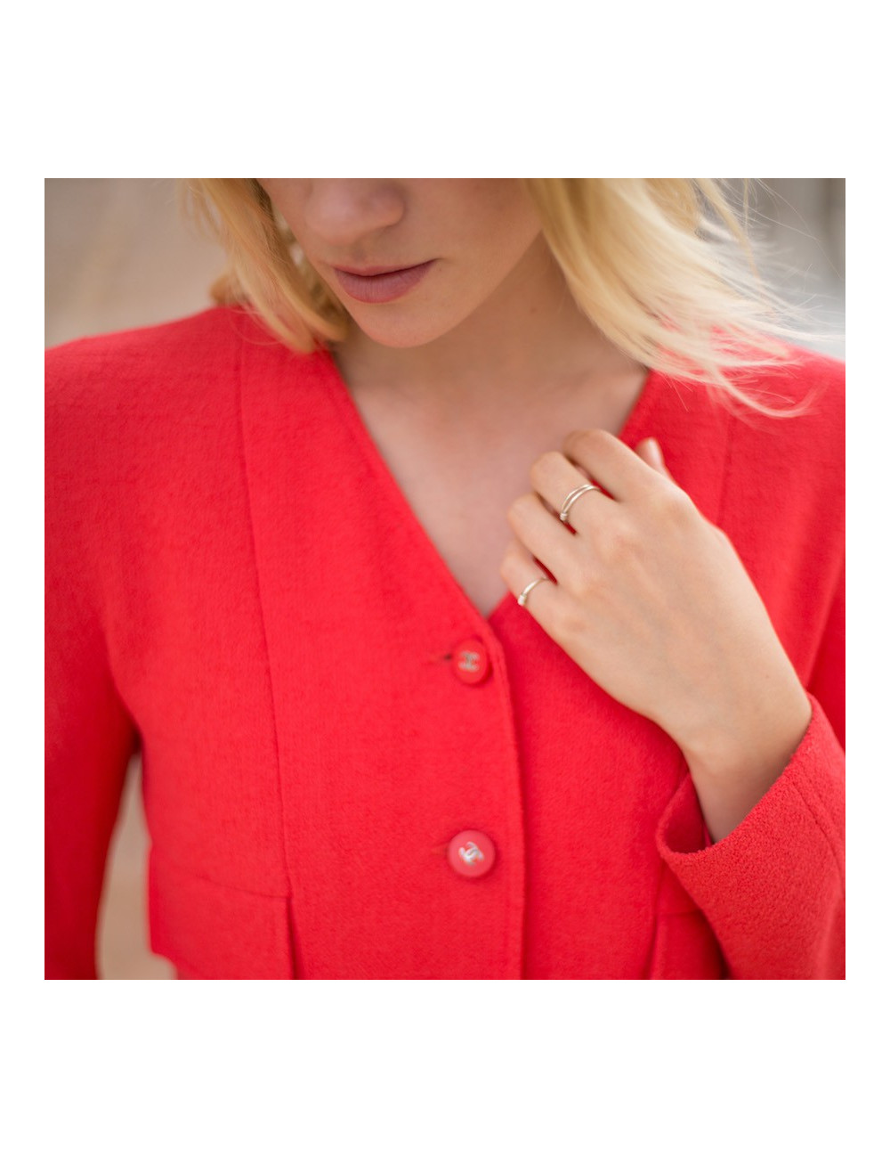 Veste T40 CHANEL en tweed corail 