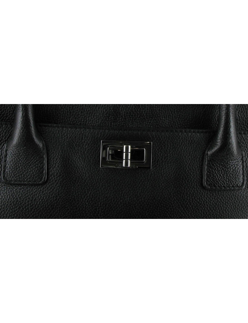 Sac CHANEL cabas en cuir grainé noir