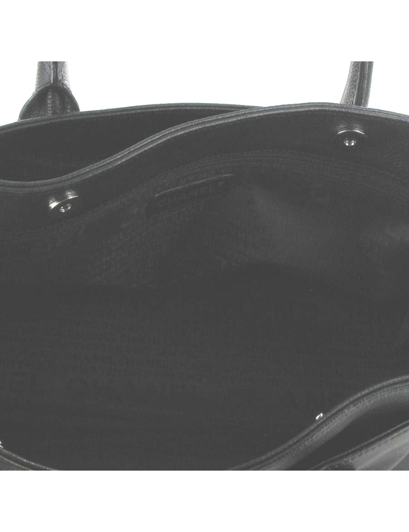 Sac CHANEL cabas en cuir grainé noir