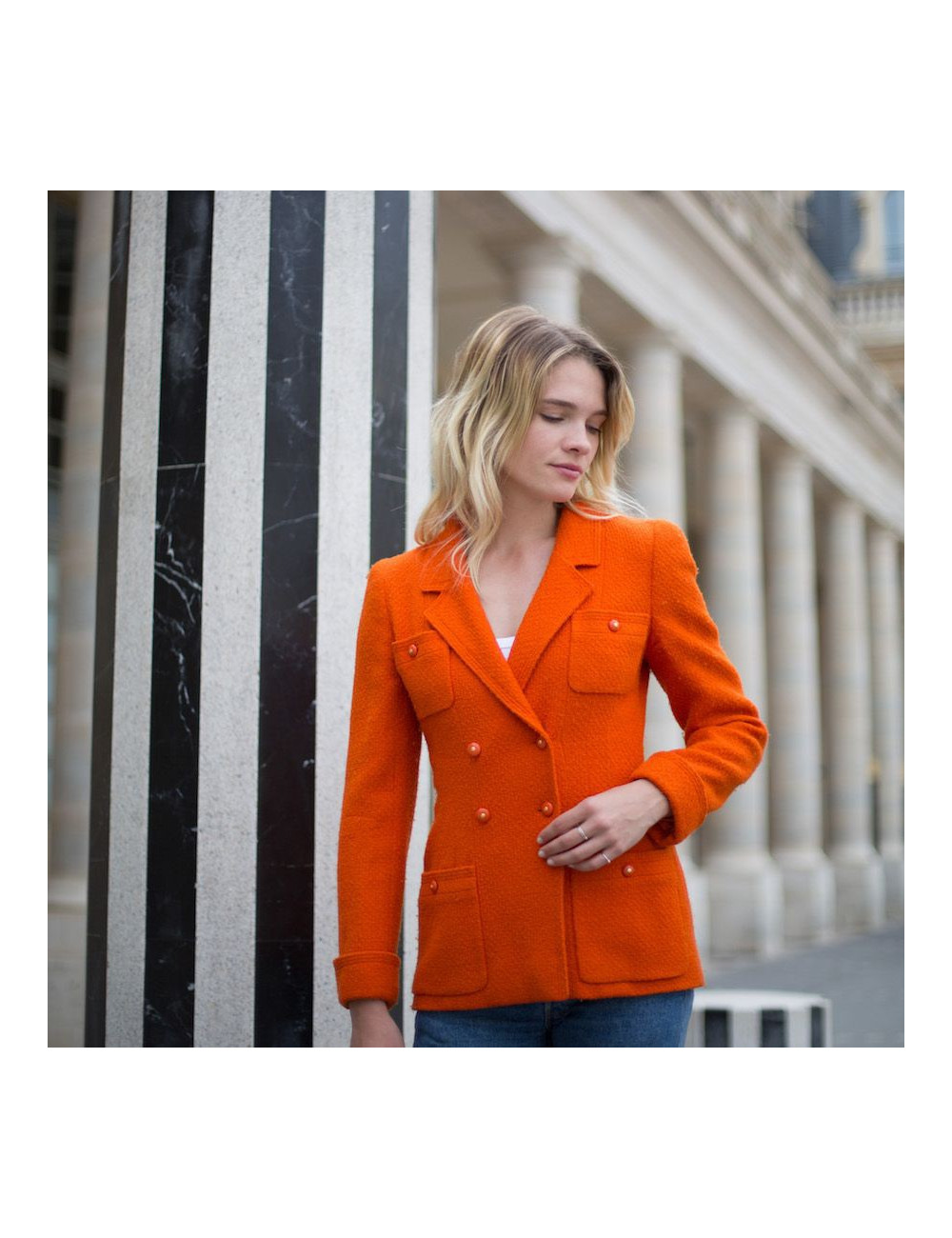  CHANEL Veste Vintage tweed corail 