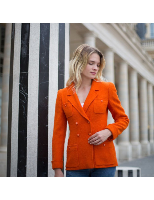 Veste T 38 CHANEL tweed corail Vintage