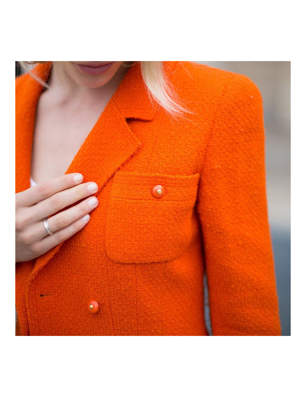 Veste T 38 CHANEL tweed corail Vintage