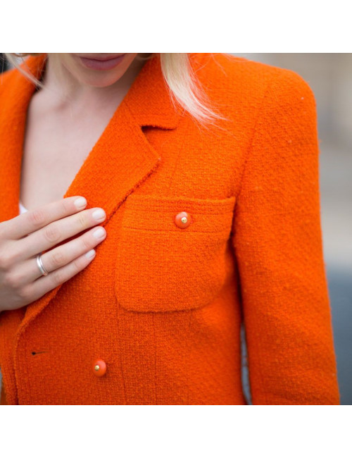 Veste T 38 CHANEL tweed corail Vintage