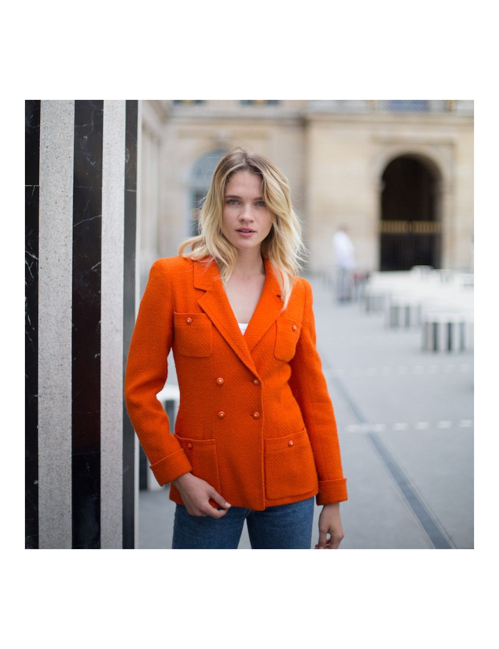  CHANEL Veste Vintage tweed corail 