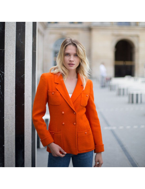  CHANEL Veste Vintage tweed corail 