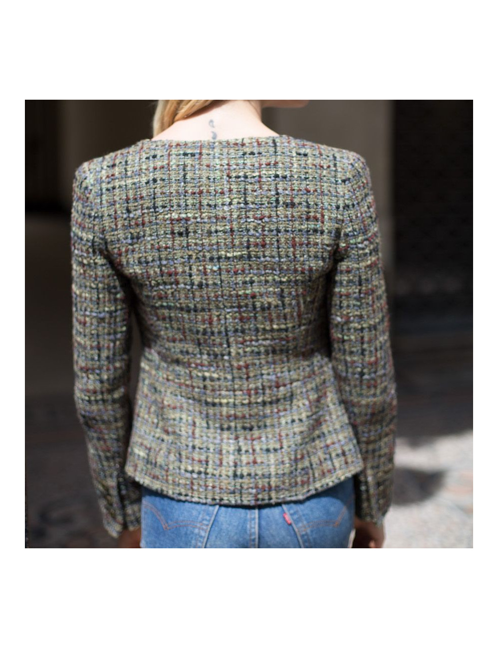 Chanel green tweed jacket, size 34FR