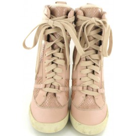 CHLOE sneakers boots in leather and pink python T 38.5