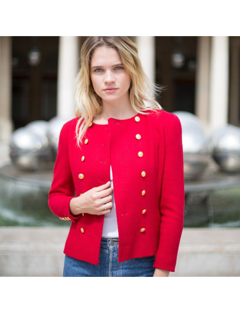 Veste rouge CHANEL boutons dorés