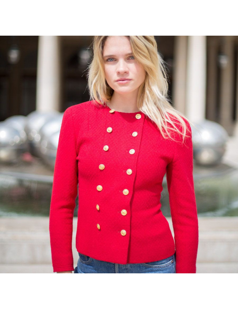Veste rouge CHANEL boutons dorés