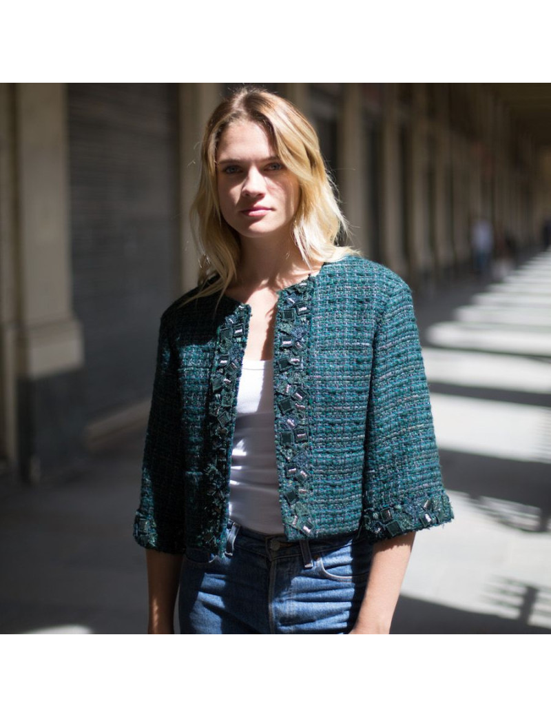 CHANEL T36 green tweed jacket
