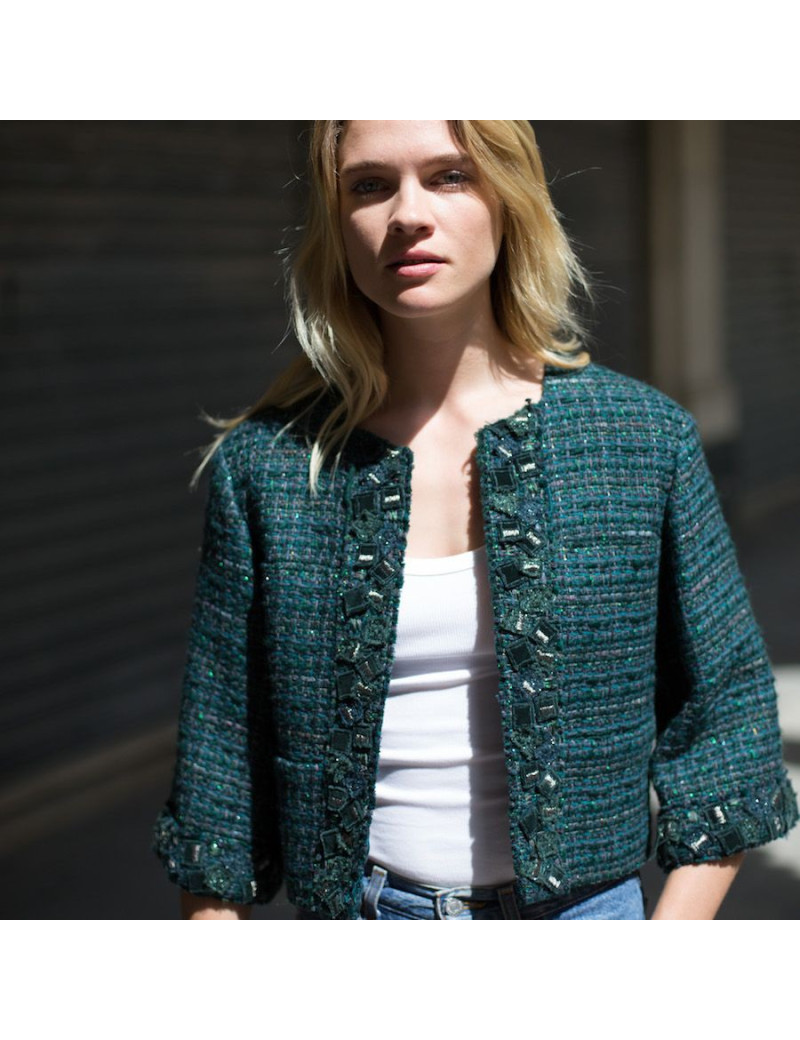 CHANEL T36 green tweed jacket