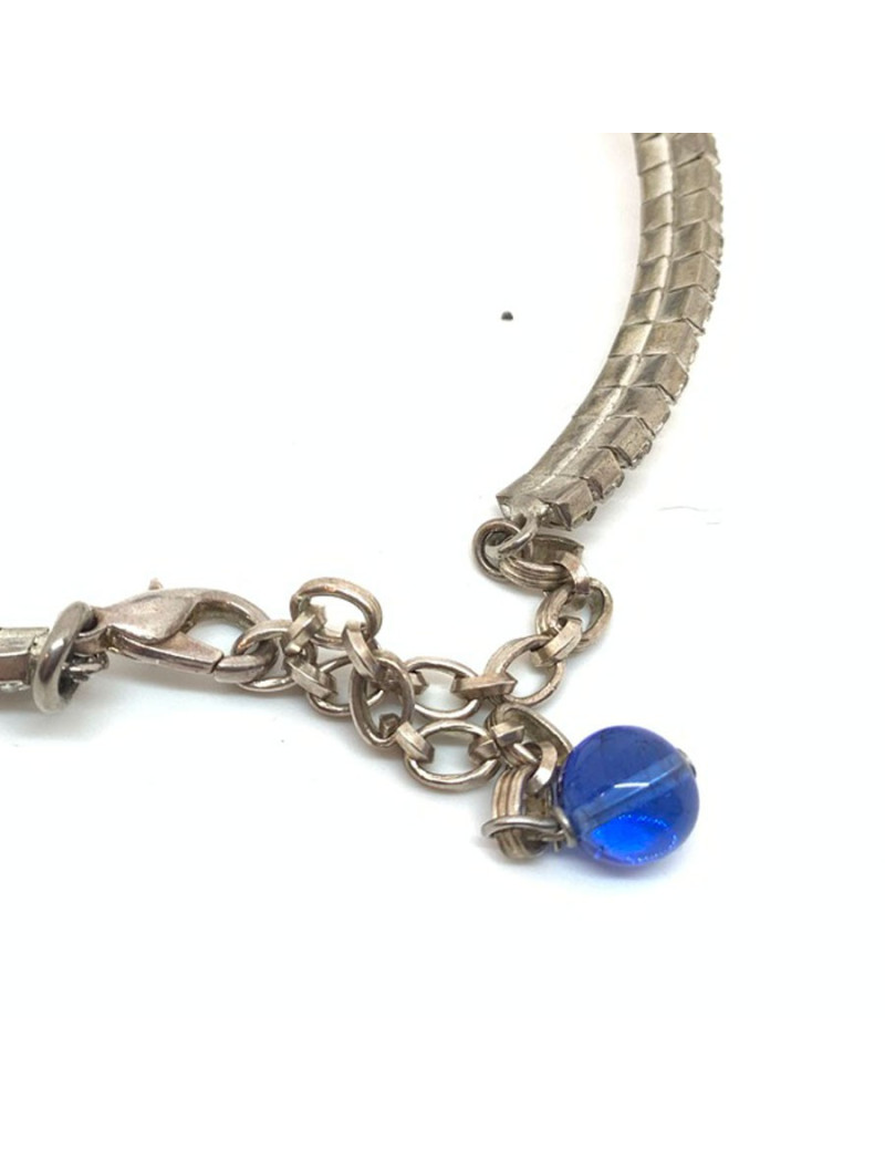 Collier ras de cou MARGUERITE DE VALOIS fleurette bleu saphir clair
