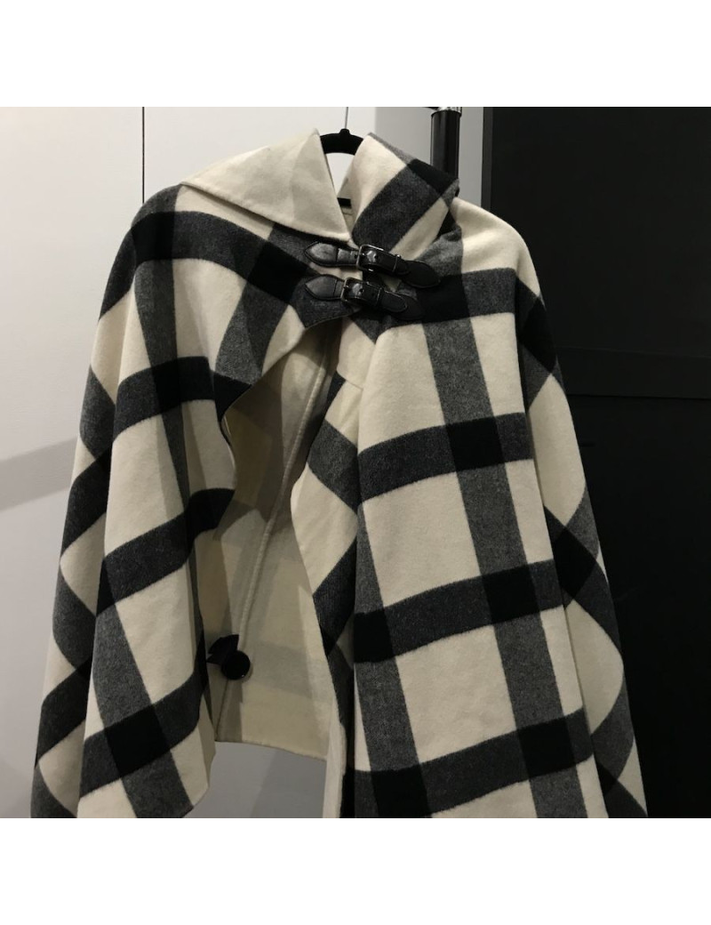 Cape RALPH LAUREN T ML en tartan ivoire et noir