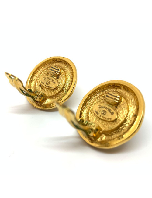 CHANEL clips ronds vintage dorés 