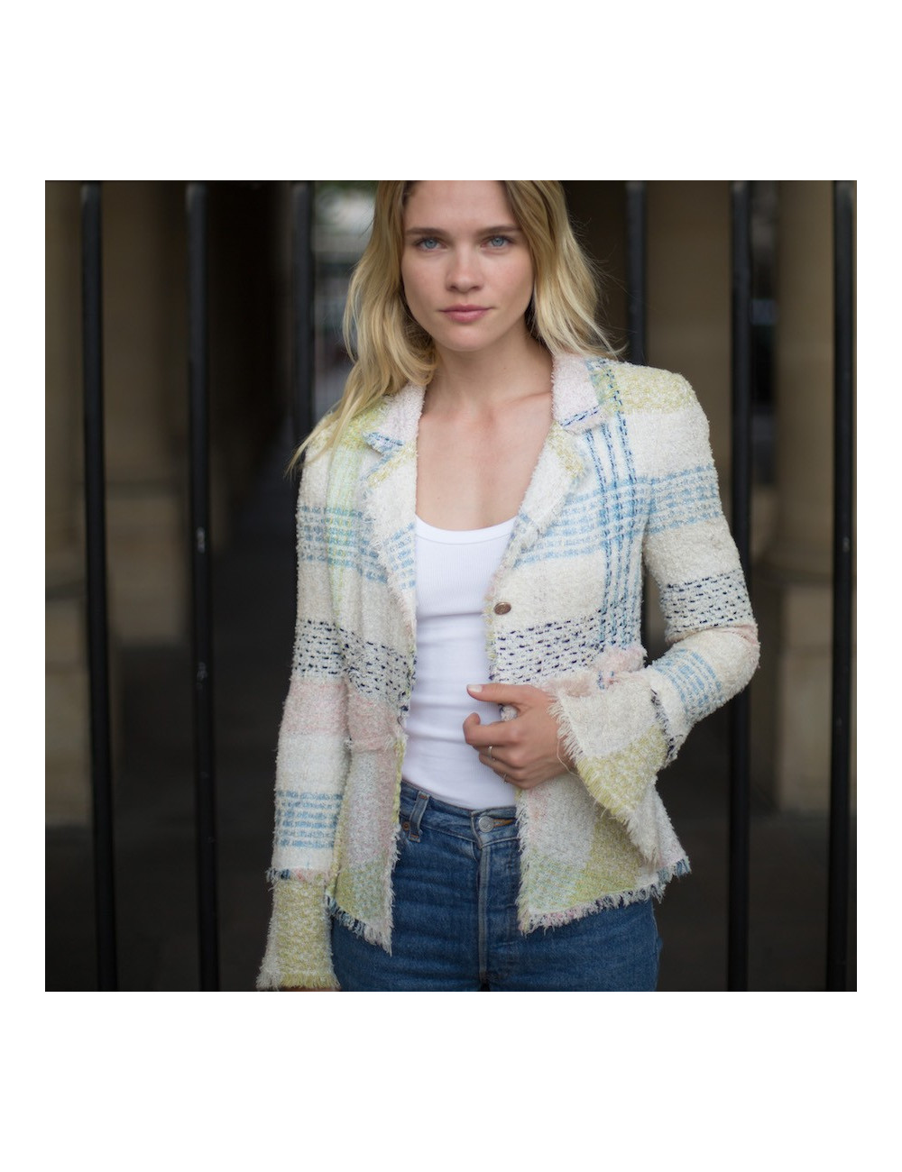 Veste T 38 CHANEL tweed multicolore