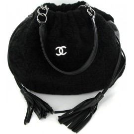 Bag purse CHANEL black returned Sheepskin and leather