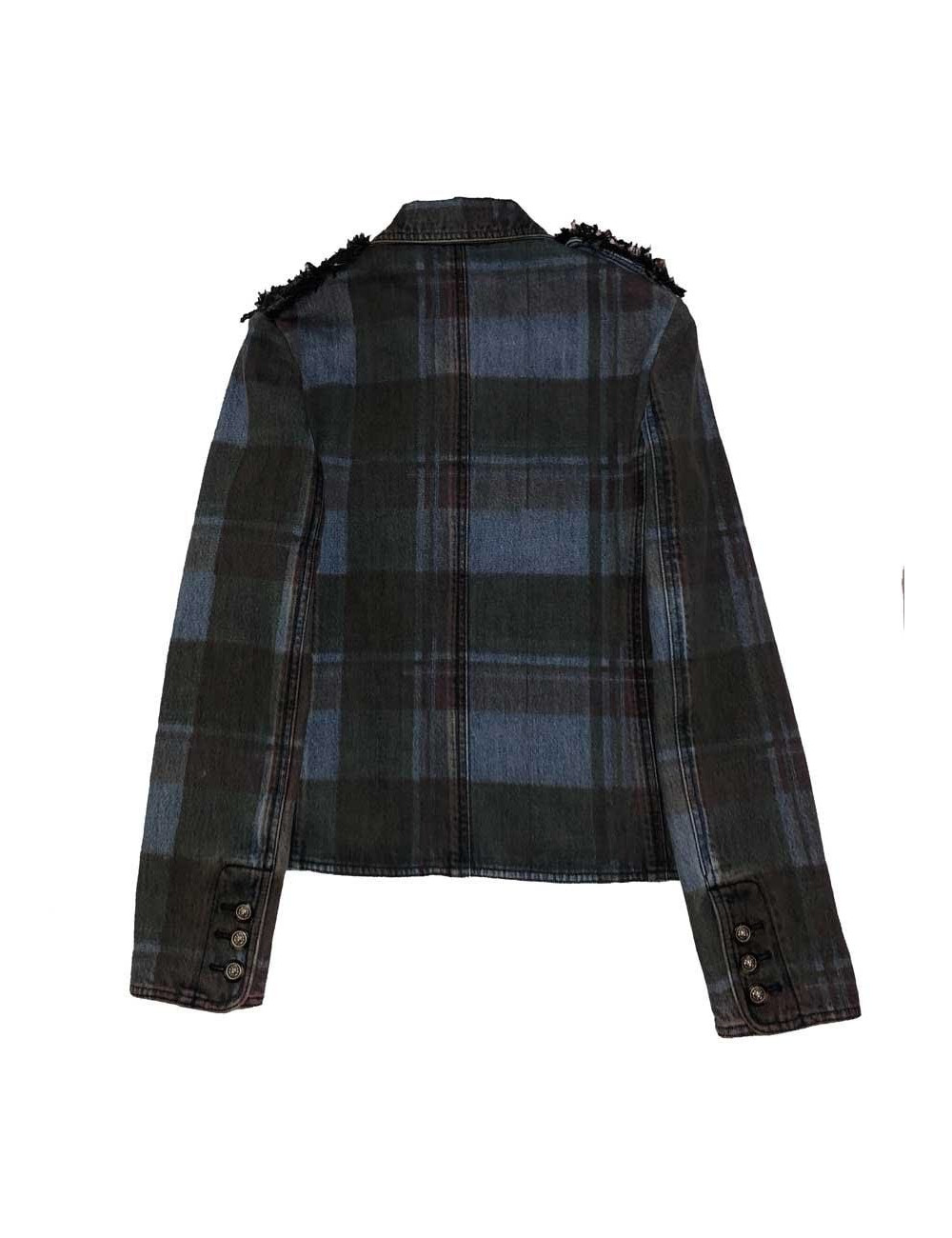 Veste T 36 CHANEL en toile denim à carreaux