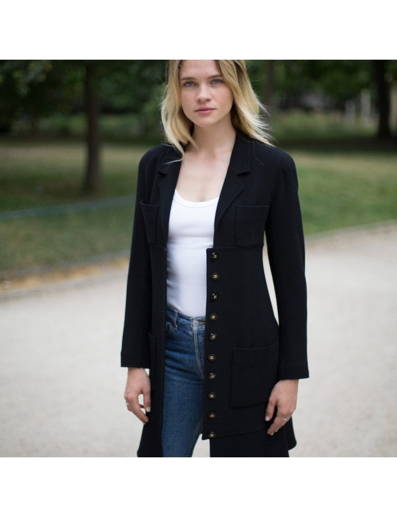 Veste longue Chanel noire