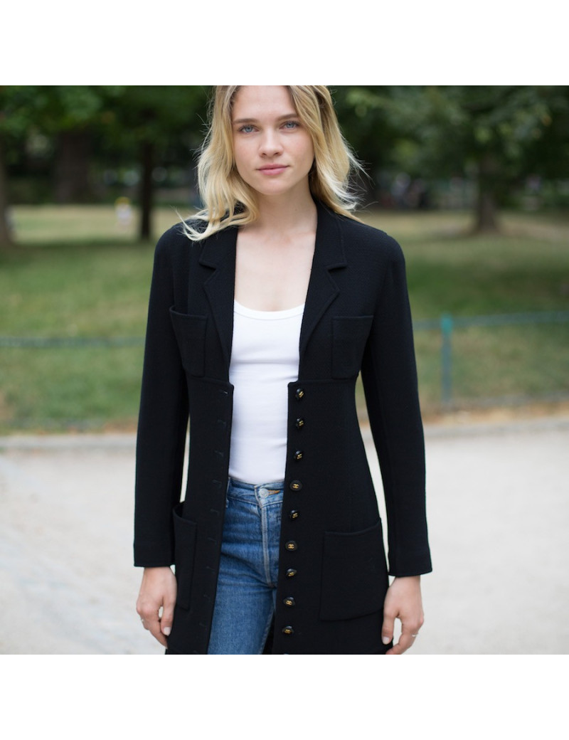 Veste longue Chanel noire