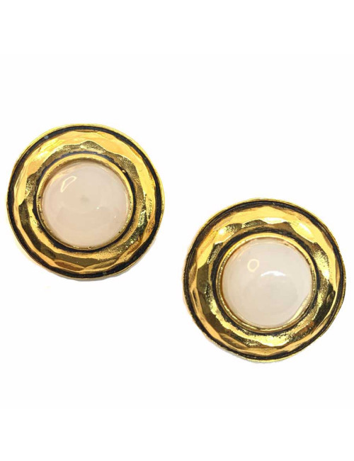 CHANEL clips ronds vintage dorés 