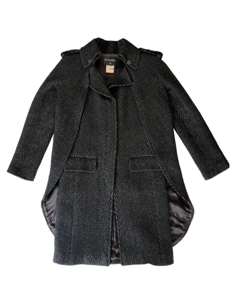 CHANEL Paris-Moscow Cape-coat  in grey wool 