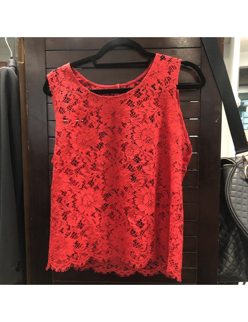 Top dentelle rouge SANS MARQUE