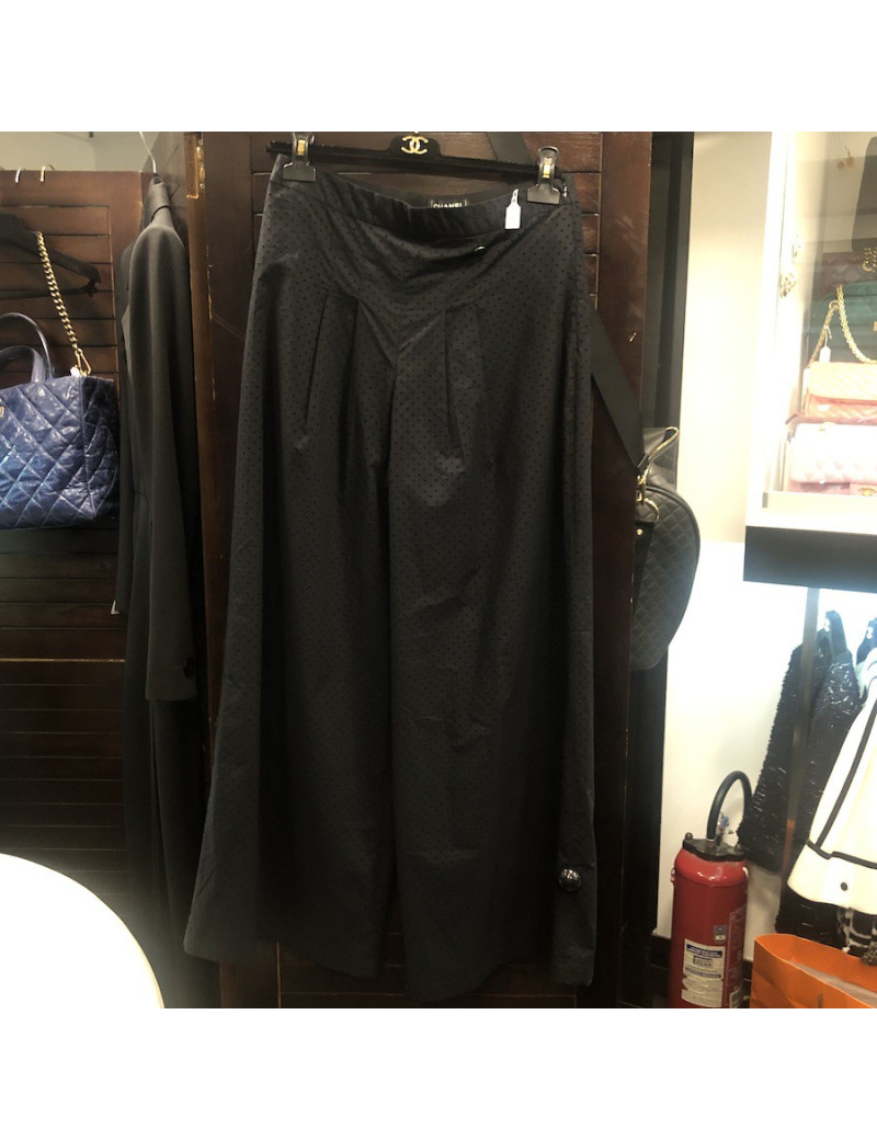 Pantalon CHANEL tissu bleu perforé