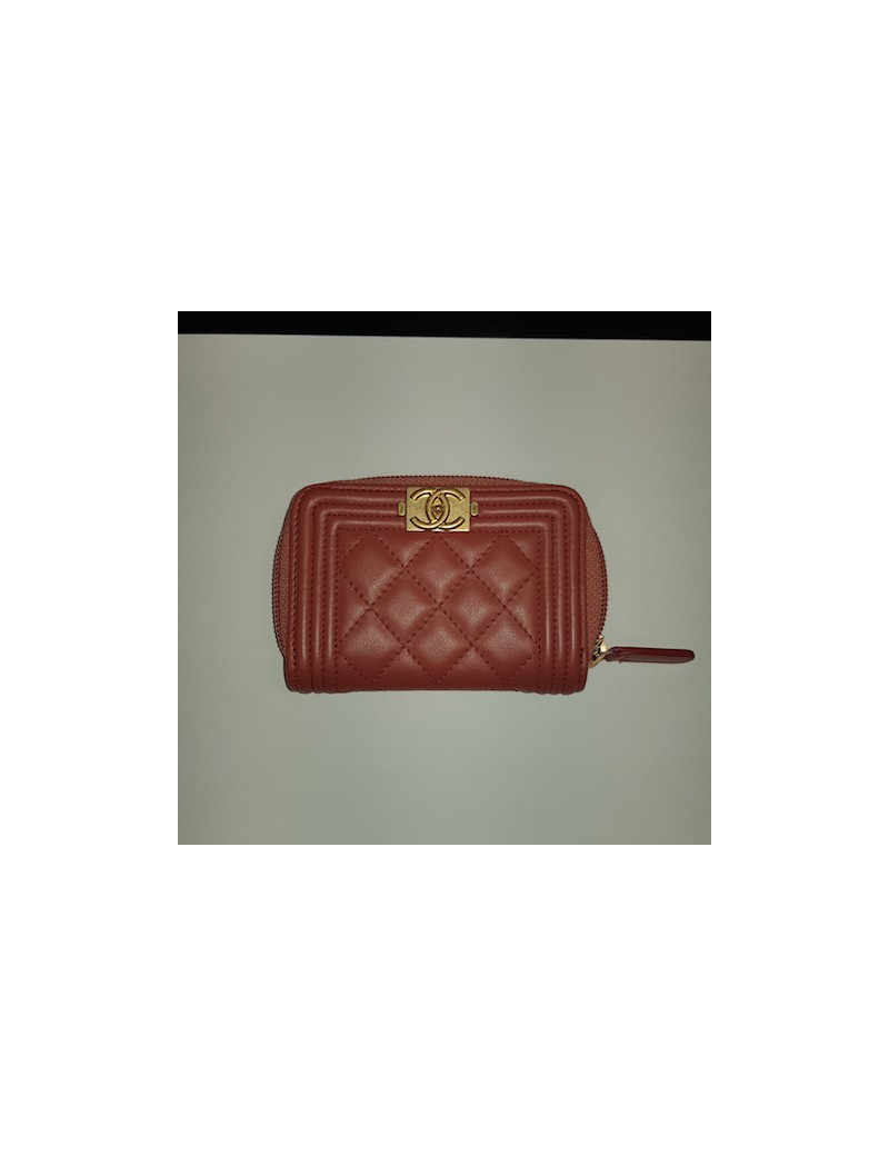 NE PAS METTRE EN LIGNE Porte-monnaie BOY  CHANEL cuir vIEUX ROSE