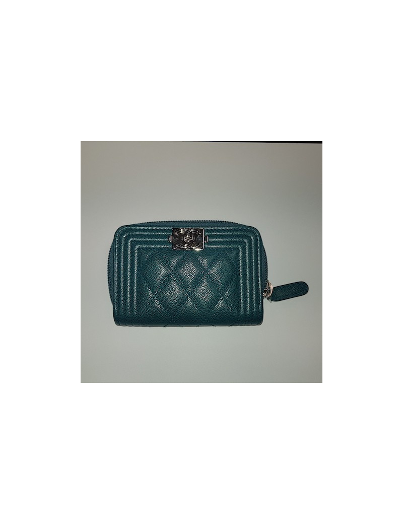 NE PAS METTRE EN LIGNE Porte monnaie BOY cuir vert