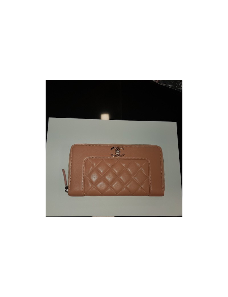 Portefeuille CHANEL Timeless cuir chevrons rose