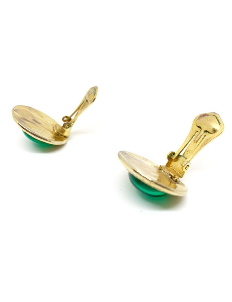 Boucles d'oreille clips Vintage CHANEL verts