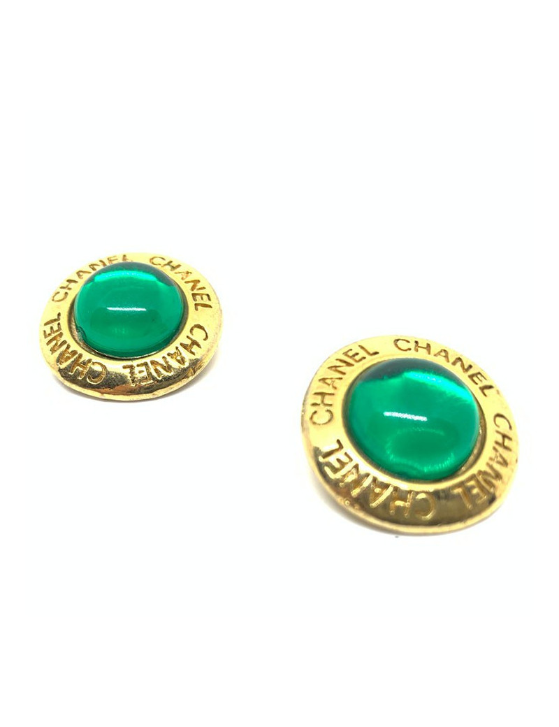 Boucles d'oreille clips Vintage CHANEL verts
