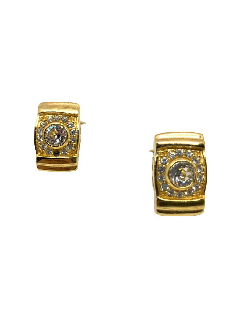 Boucles d'oreille clips DIOR Vintage dorés et strass