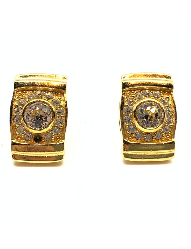 Boucles d'oreille clips DIOR Vintage dorés et strass